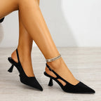 Cleopatra Suede Cutout Slingback Kitten Heels