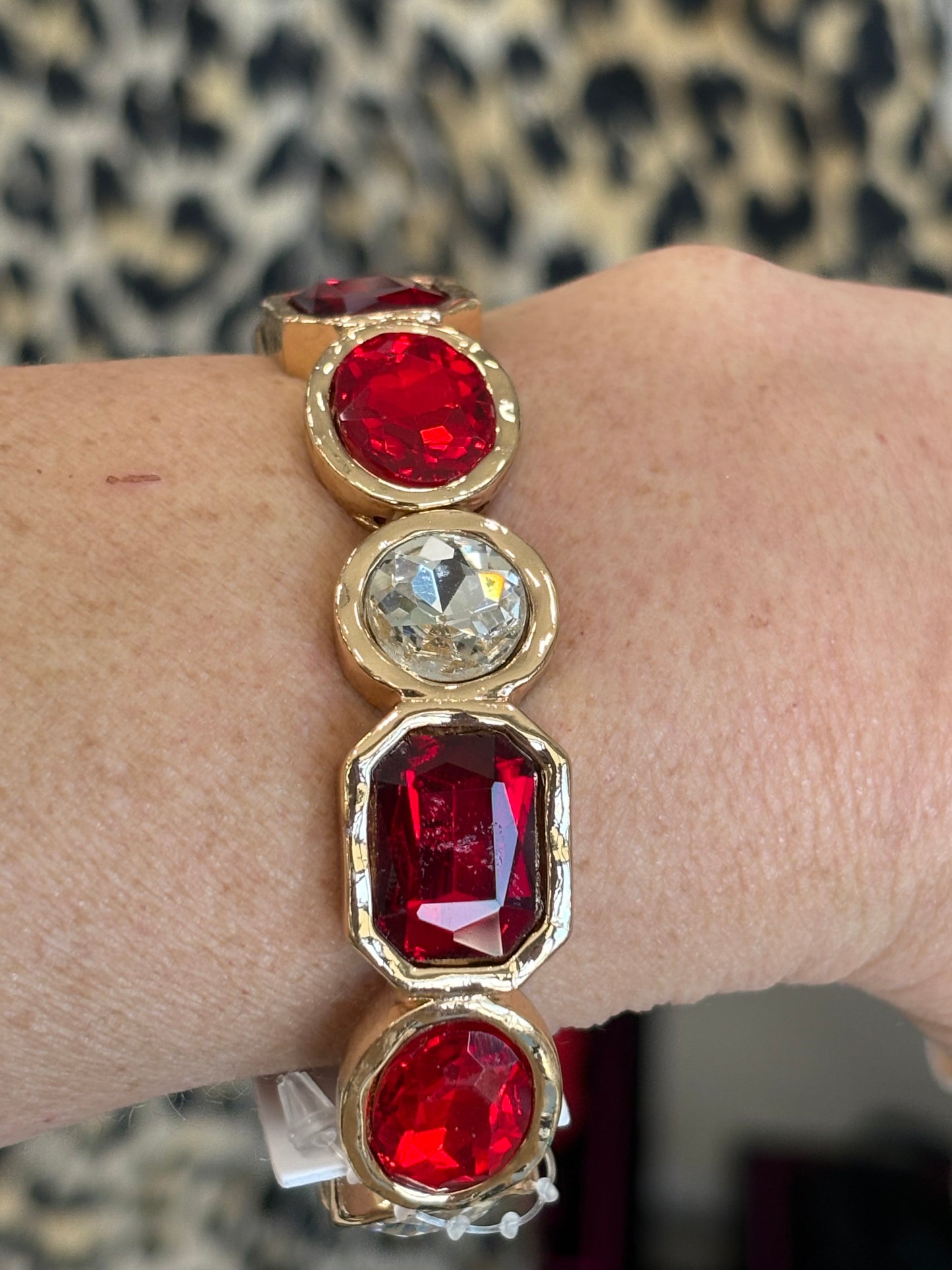 Gold Stretch Bracelet w/Colored Stones