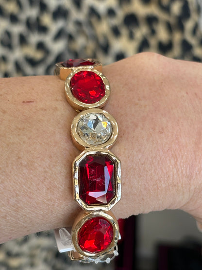 Gold Stretch Bracelet w/Colored Stones