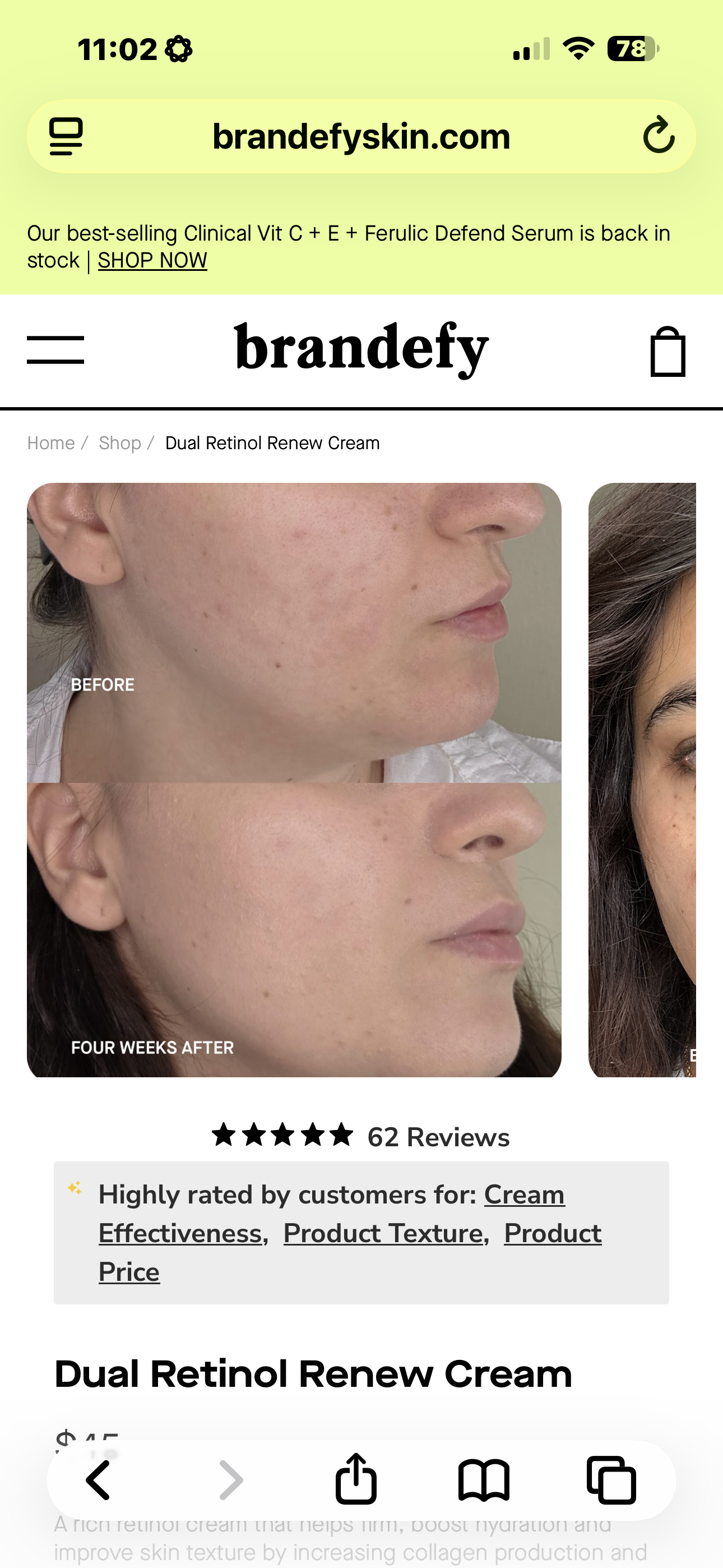 Brandefy Dual Retinol Renew Cream