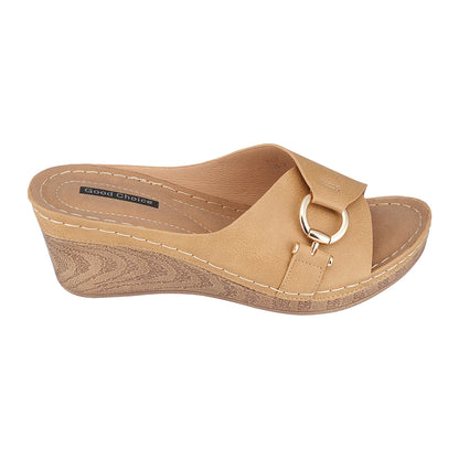 GC Bay Tan Wedge Sandals