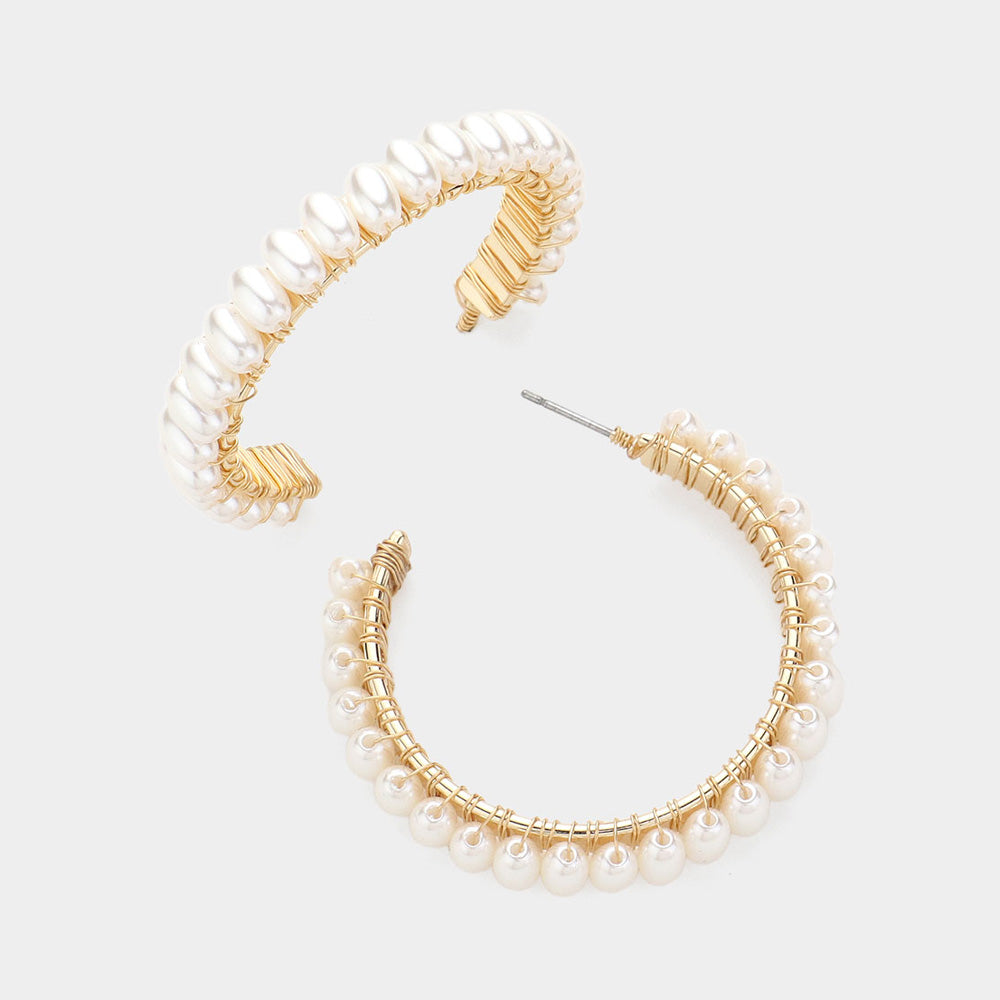 Pearl Hoop Earrings Wona
