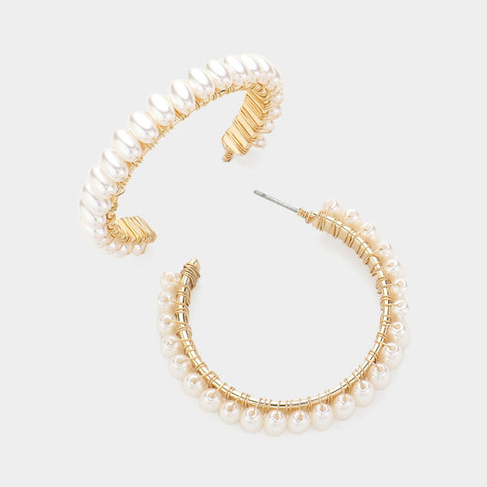 Pearl Hoop Earrings Wona