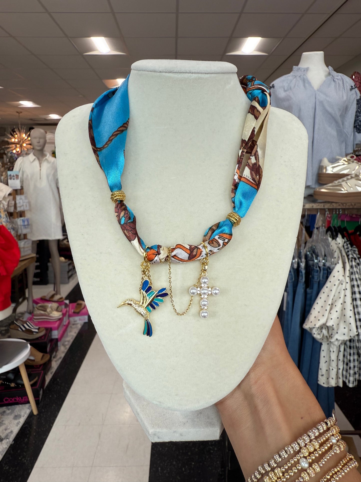 Scarf Necklace - Multi Charm