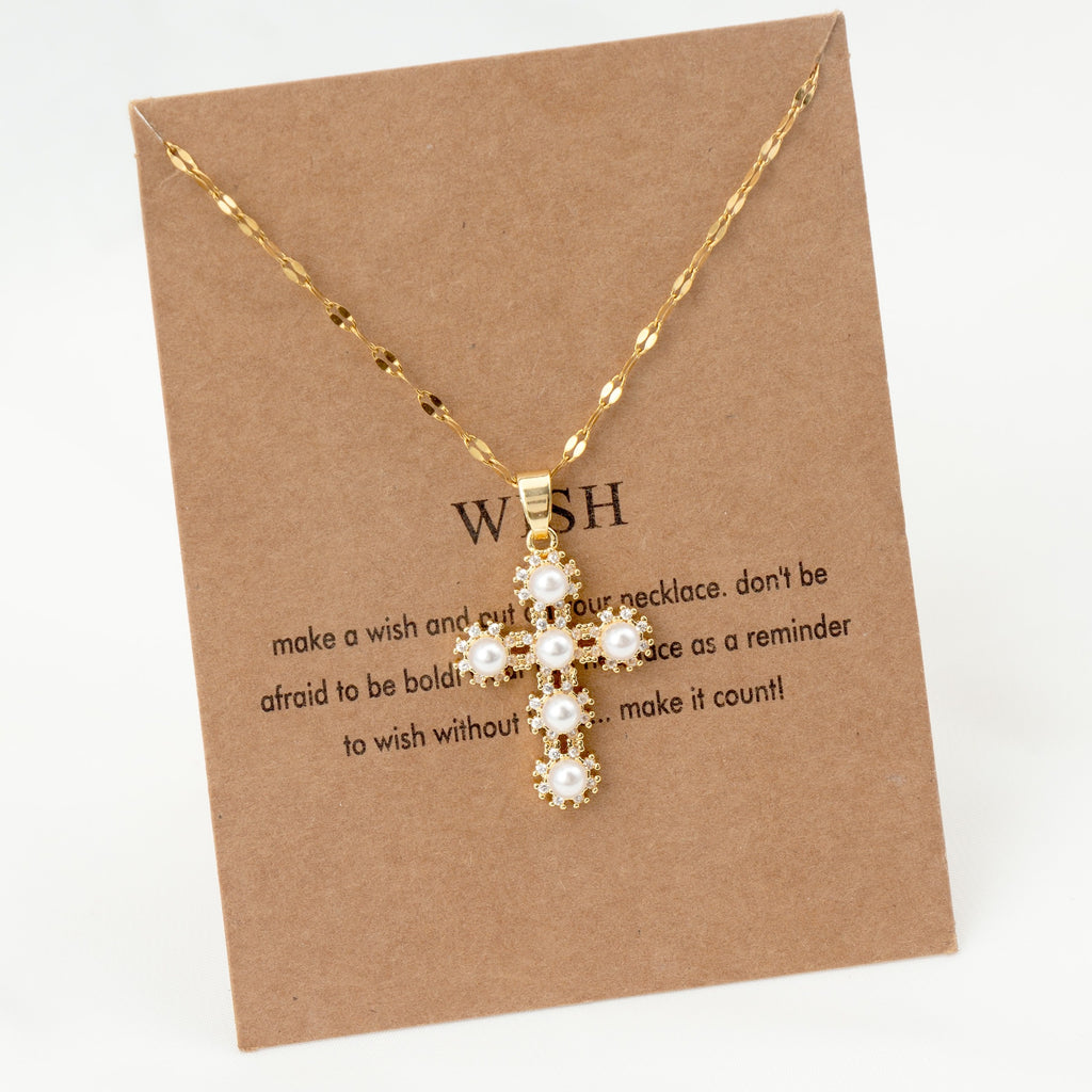 Graceful Pearl Cross Necklace!
