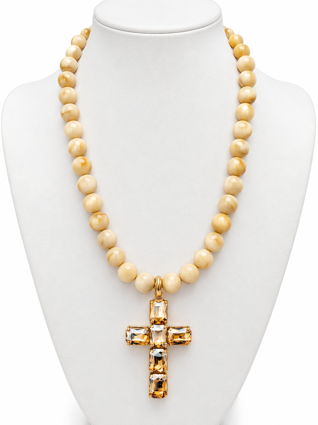 Beaded Cross Gem Necklace