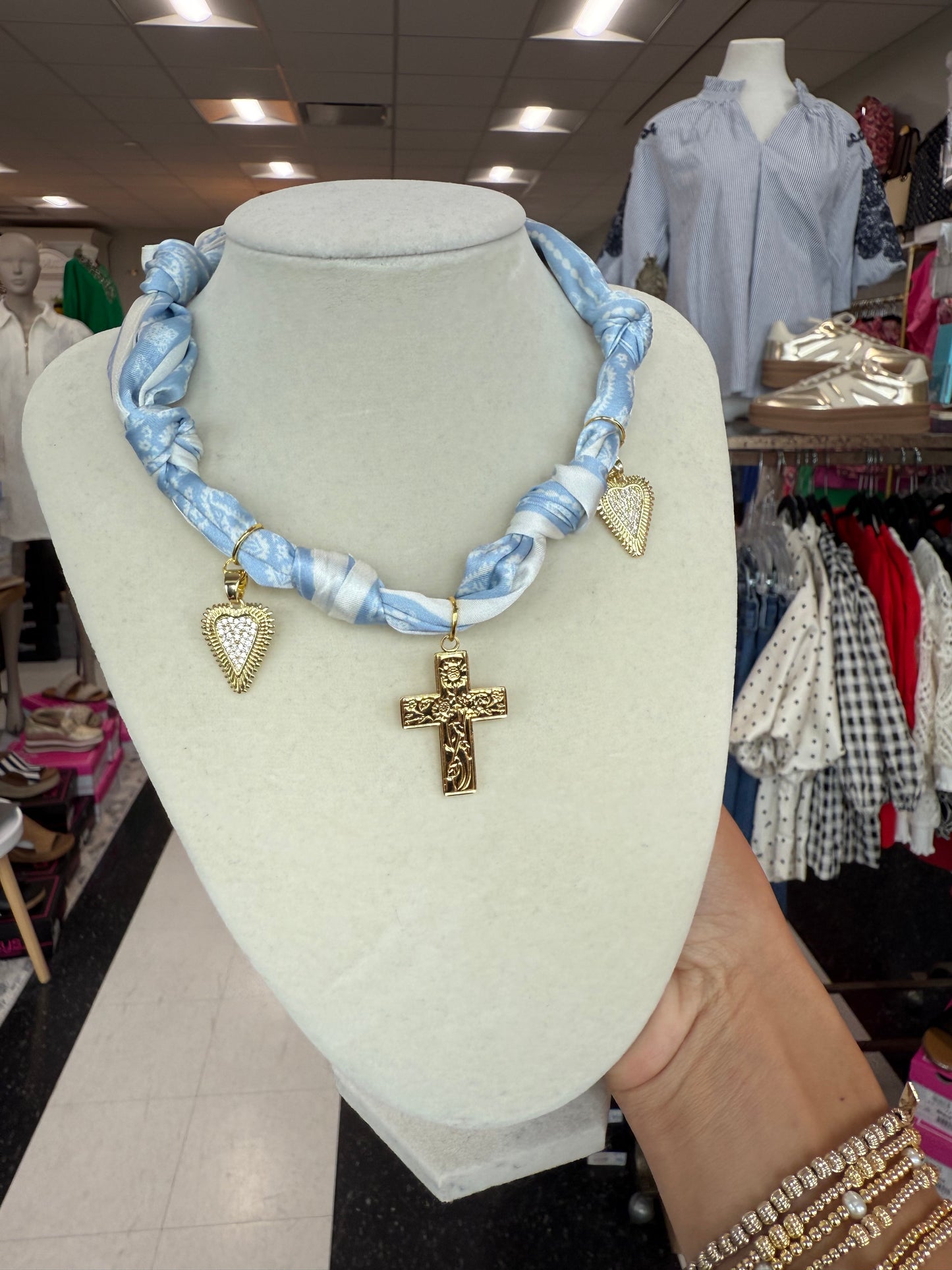 Scarf Necklace - Multi Charm