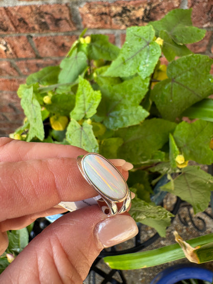 Sterling Silver oval lab opal ring