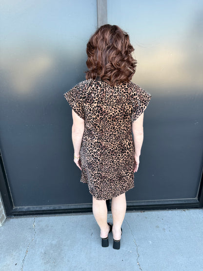 The Luna Leopard Ruffle Neck Dress 🐆