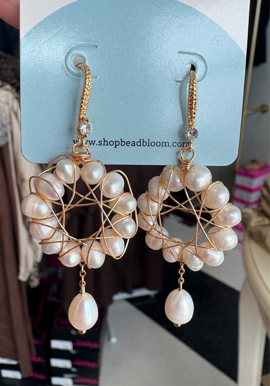 Braided Pearl Dangle Earrings