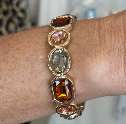 Gold Stretch Bracelet w/Colored Stones