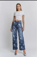 Mica Floral HR wide leg denim
