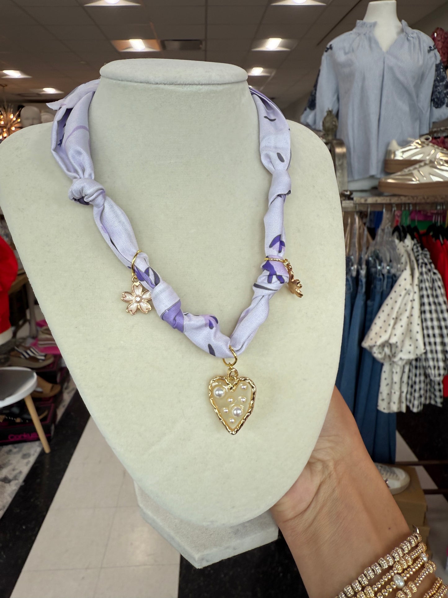 Scarf Necklace - Multi Charm