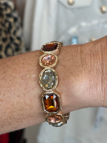 Gold Stretch Bracelet w/Colored Stones