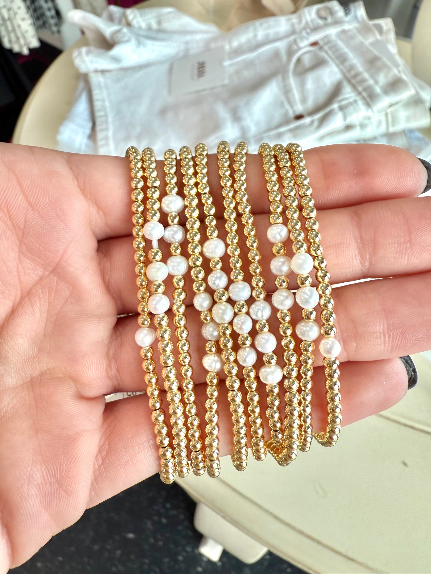 Gold Plated Pearl Bracelet