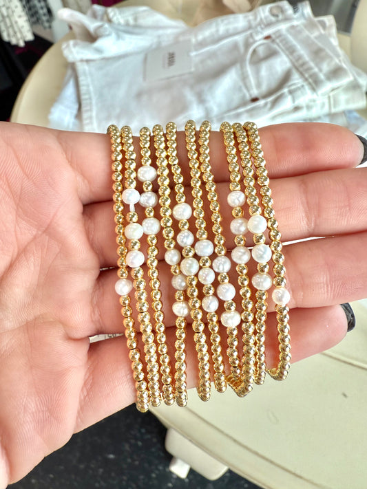 Gold Plated Pearl Bracelet
