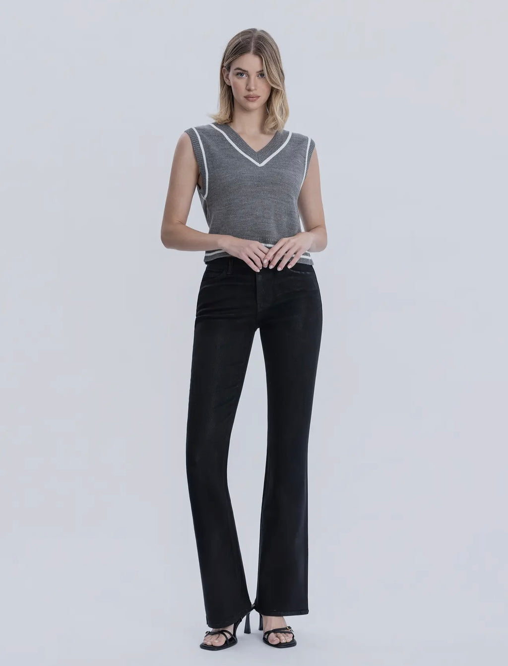 The Noelle High Rise Black Coated Bootcut Denim