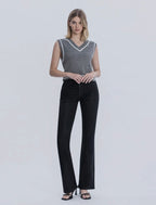 The Noelle High Rise Black Coated Bootcut Denim