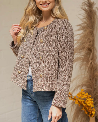 🤎 The Colette Tweed Button Jacket