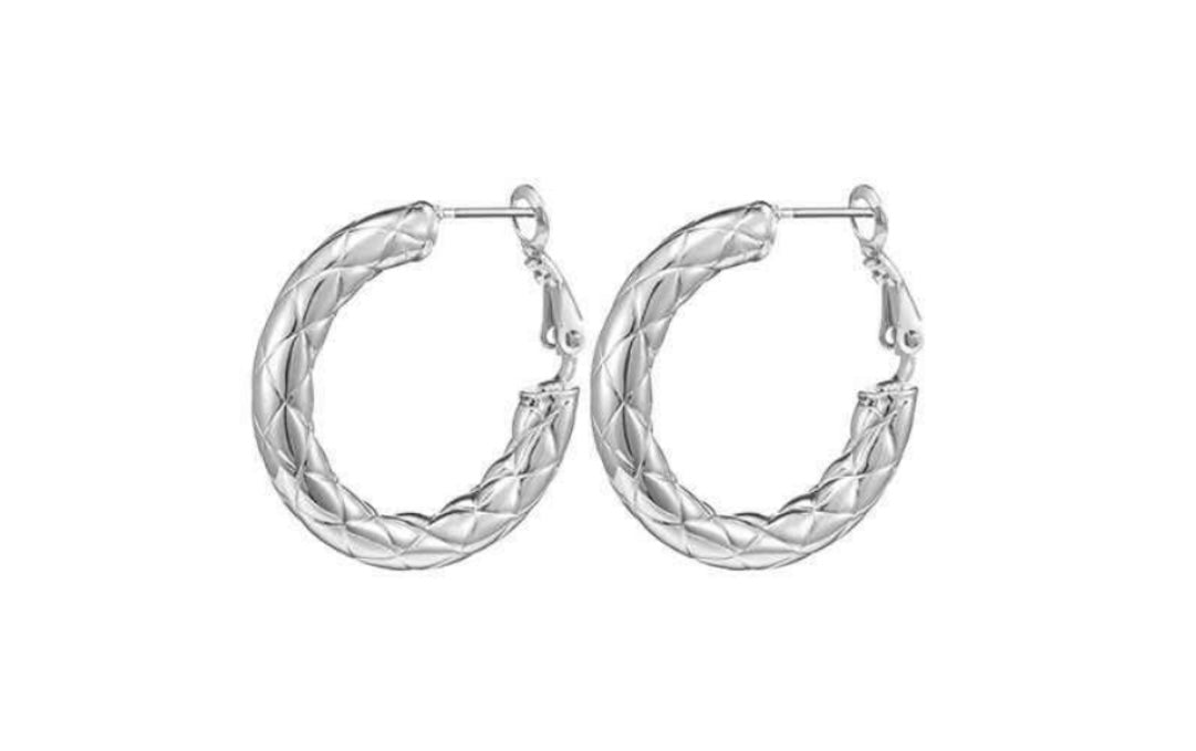 Gold plated textured hoop earrings