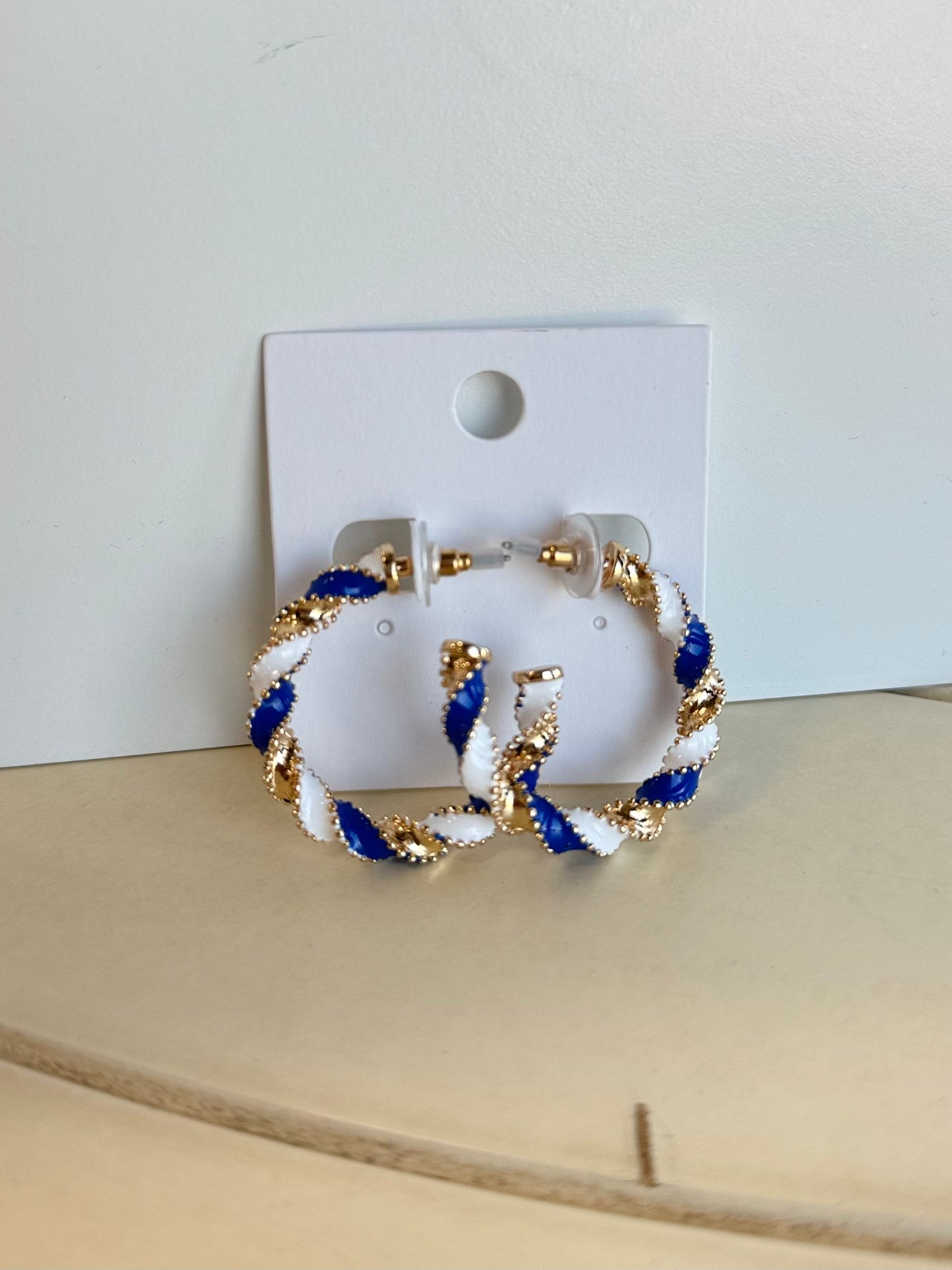 Enamel 1 1/2” Hoop Earrings