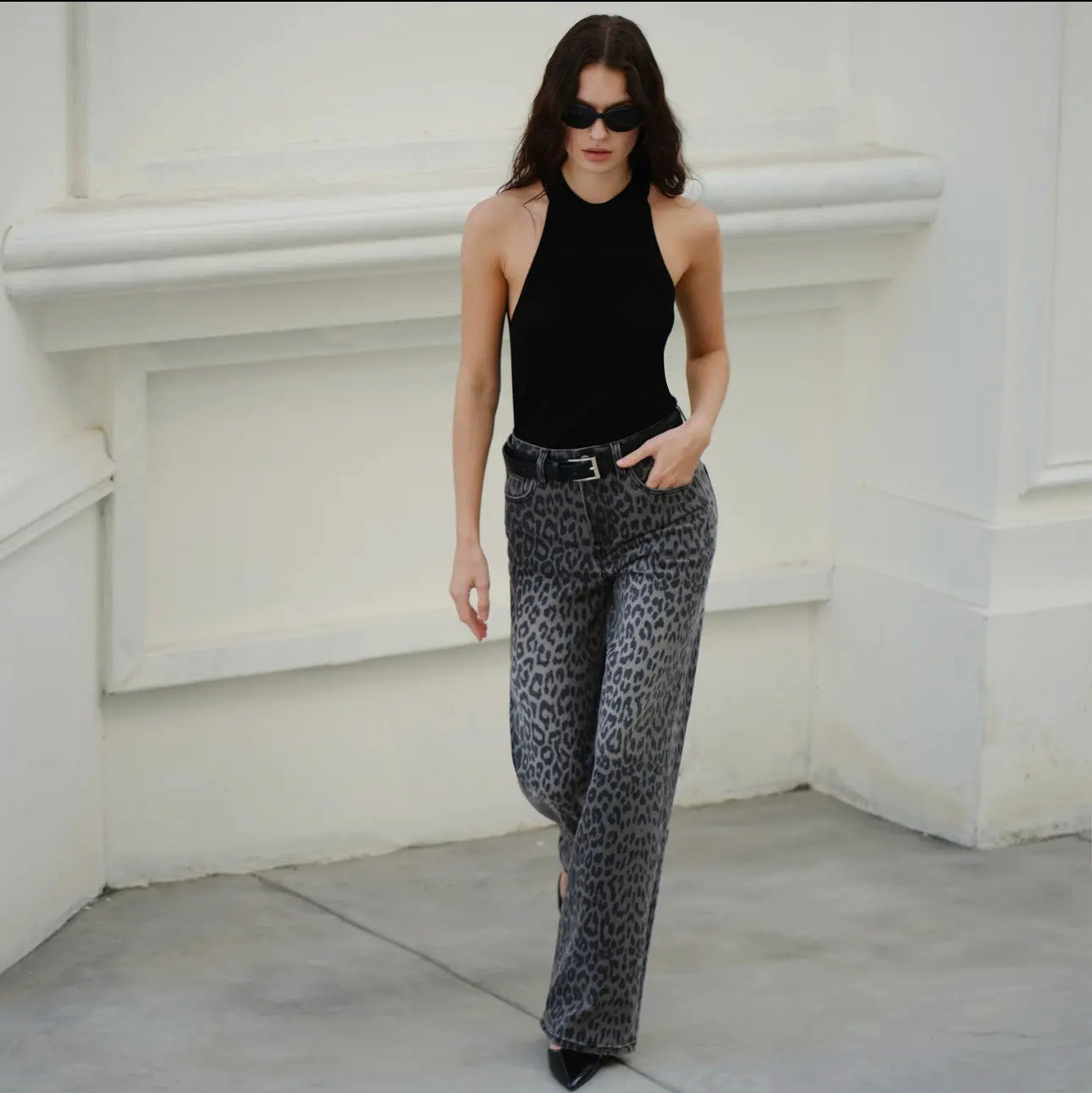 Black Leopard  jeans