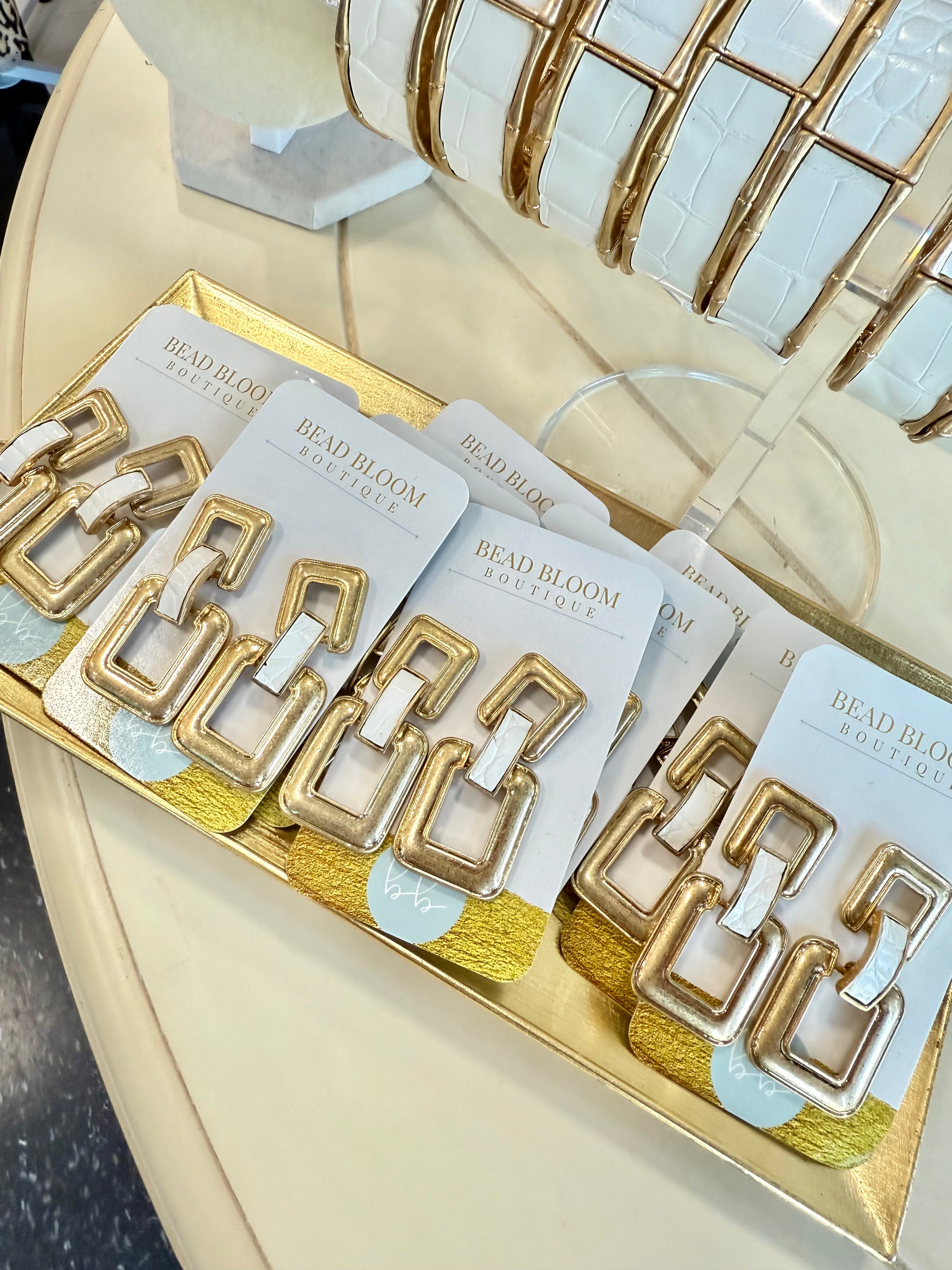 White Croc Stacked Earrings!