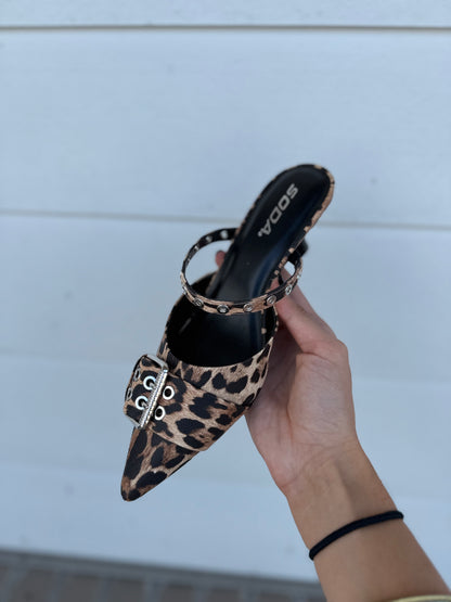 Leopard Buckle Heel