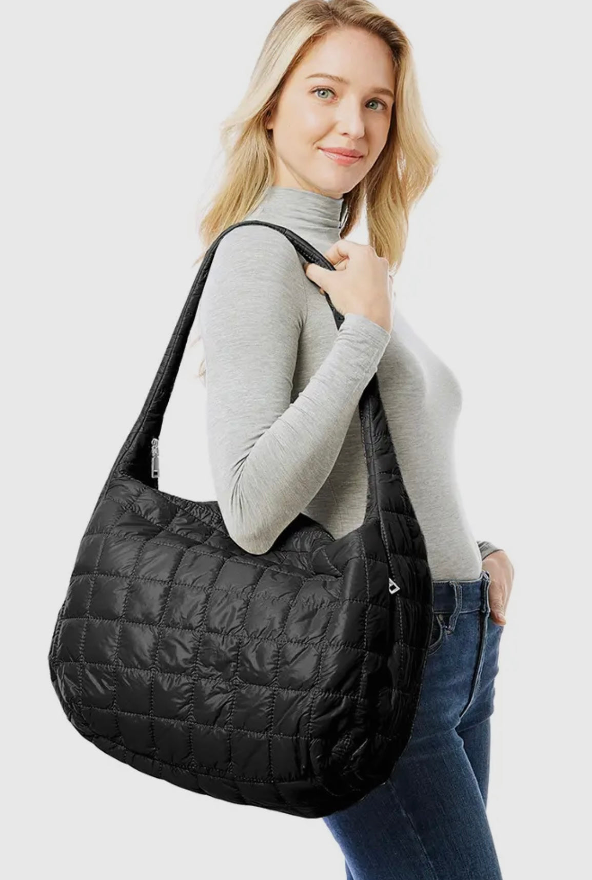 Hana Quilted Puffer hobo bag