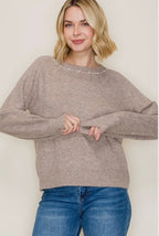 The Pearl-Trim Crew Neck Sweater