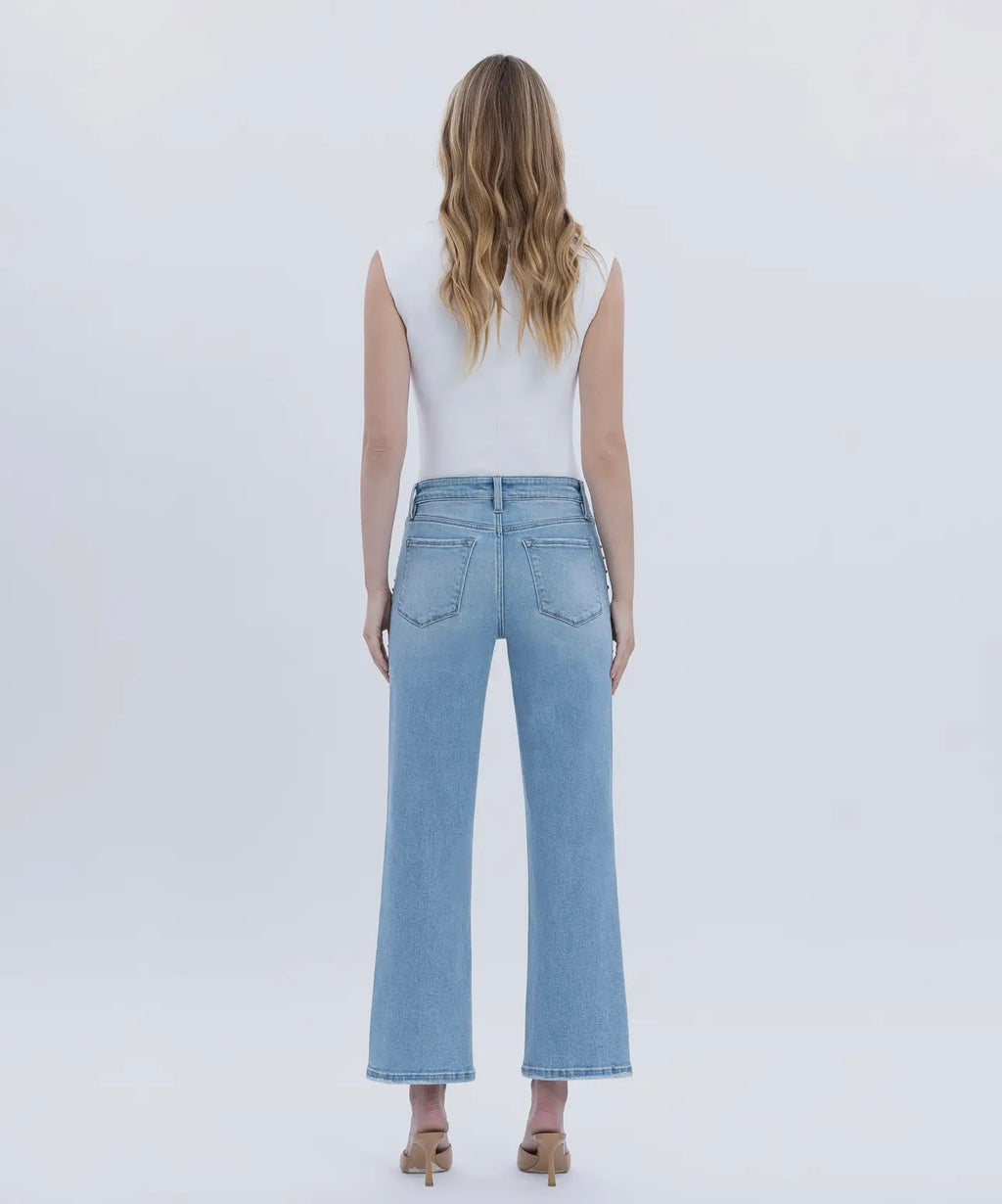 The Lila Studded Slim Wide Jeans