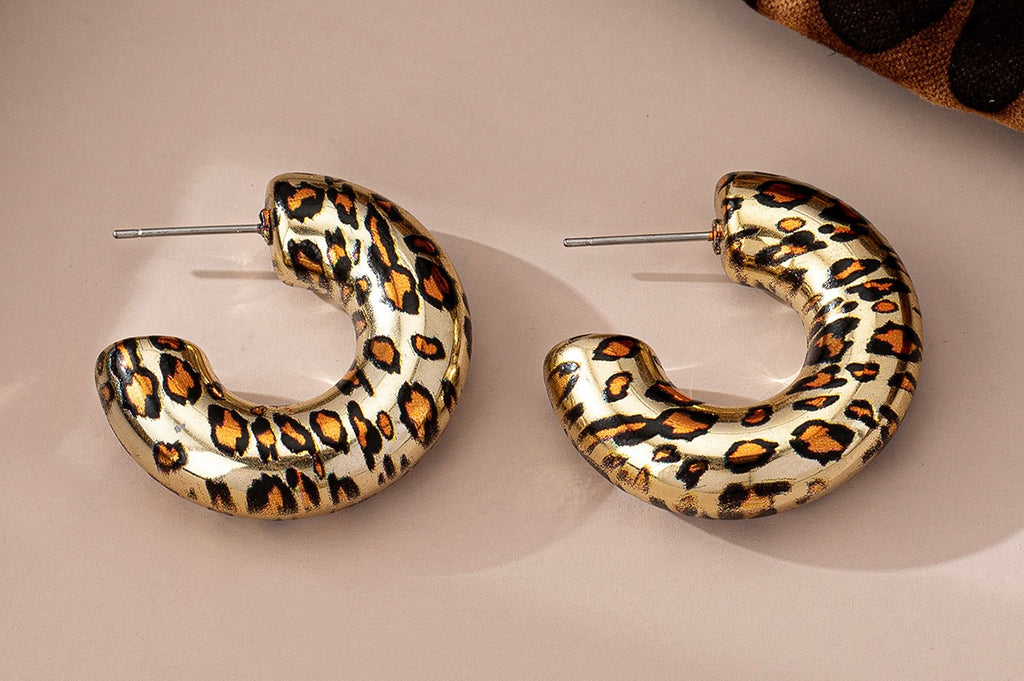 Final Sale- Gold & Leopard hoop earrings