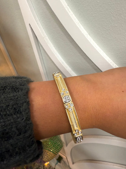 Gold Rhinestone Thick  Bracelet