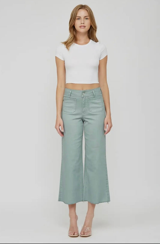 MD Mint crop wide leg denim