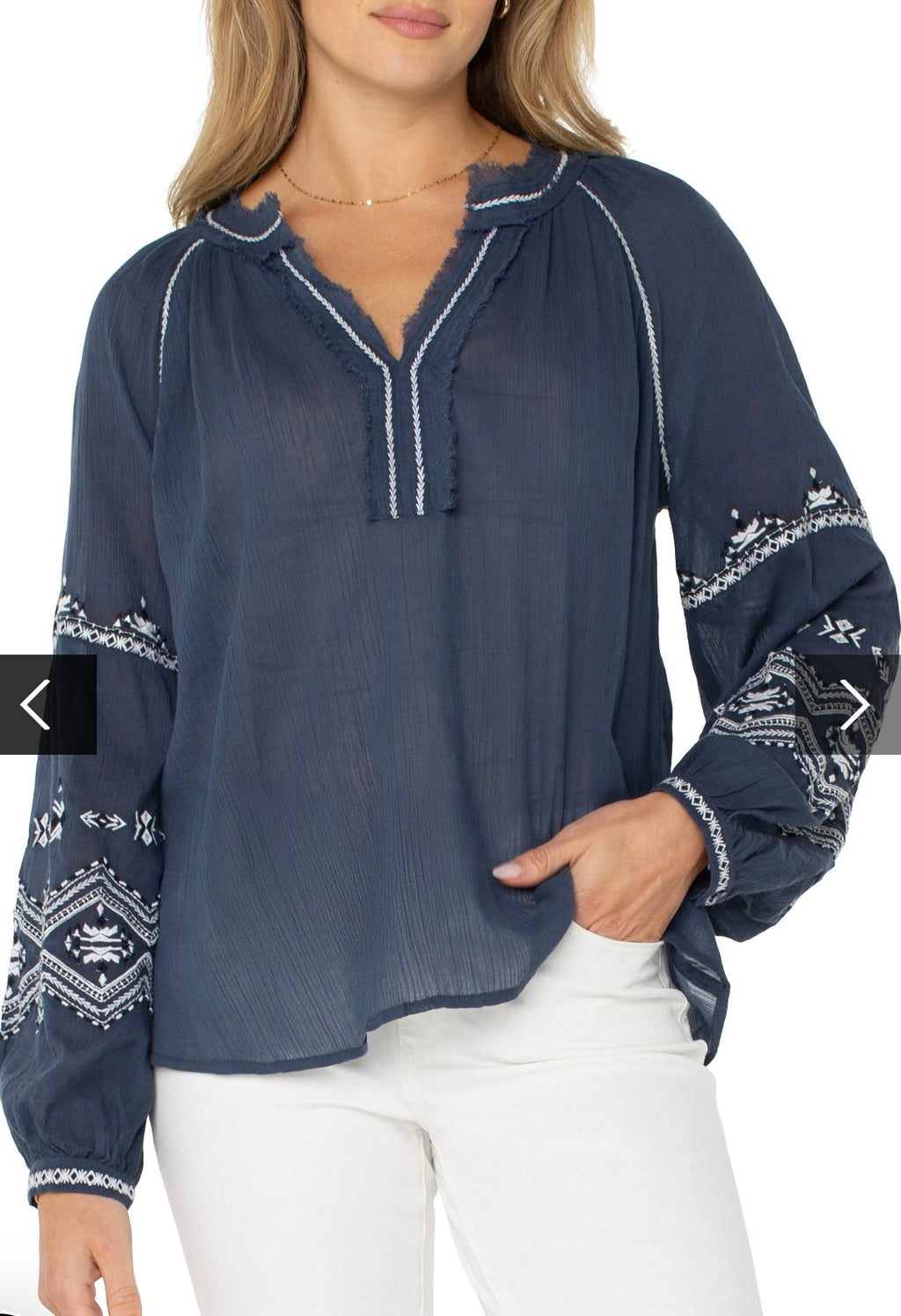 Liverpool Long Sleeve Raglan Woven Blouse