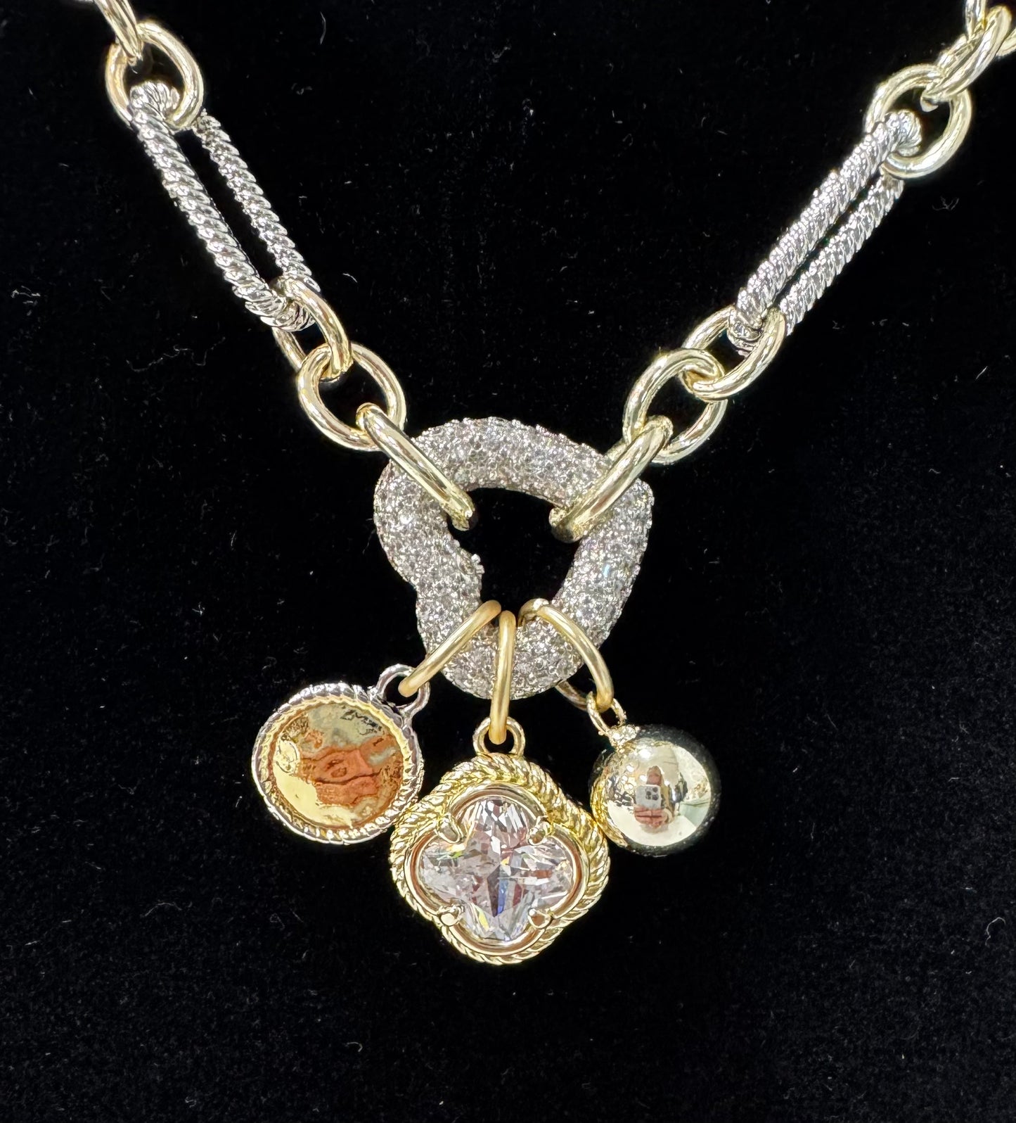 Two-Tone Heart Charm Necklace