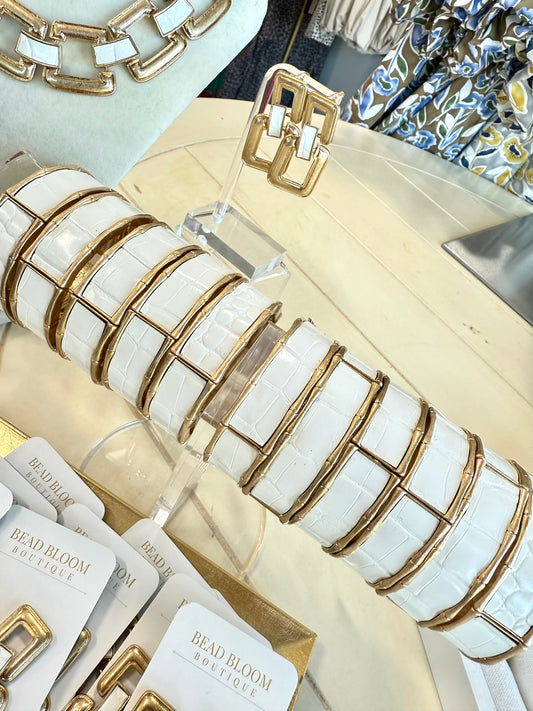 White Croc Stretch Bangle