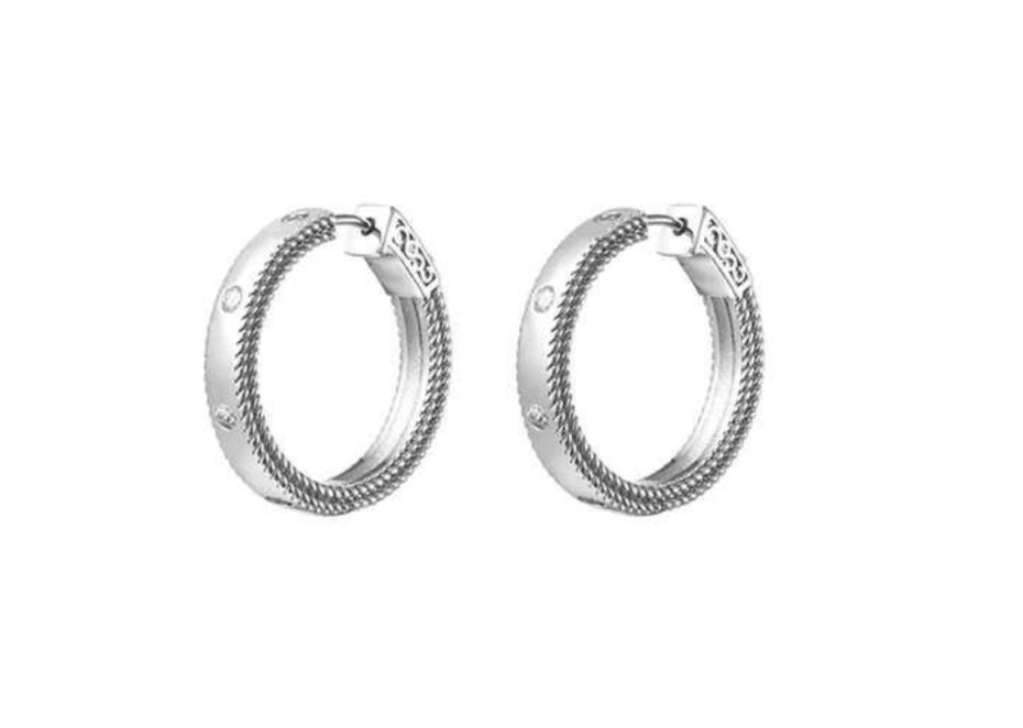 28MM CZ PUSH LOCK HOOP EARRING