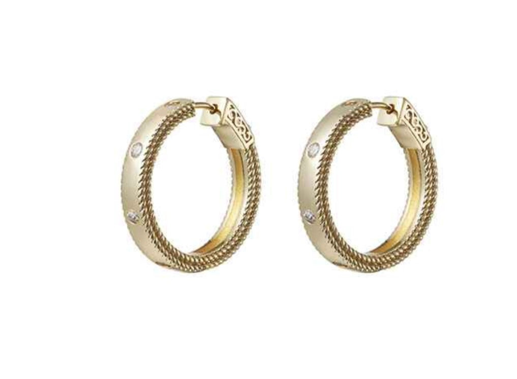 28MM CZ PUSH LOCK HOOP EARRING
