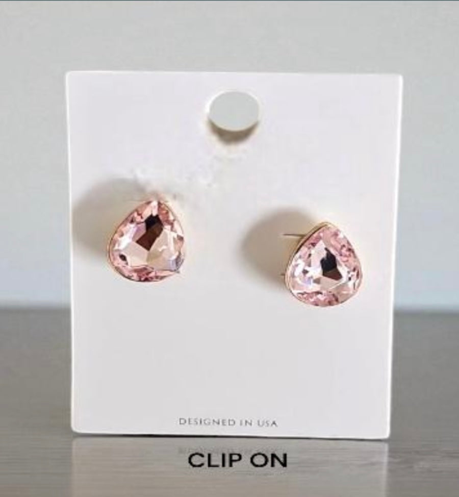 Luxe Teardrop Crystal Stud Earrings-Clip on