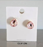 Luxe Teardrop Crystal Stud Earrings-Clip on
