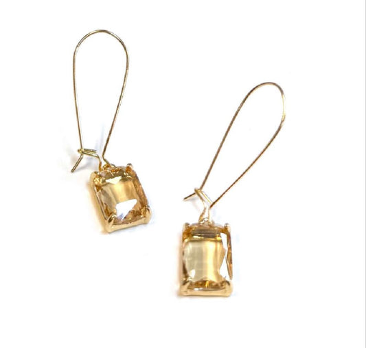 Emerald-Cut Crystal Drop Earrings ✨