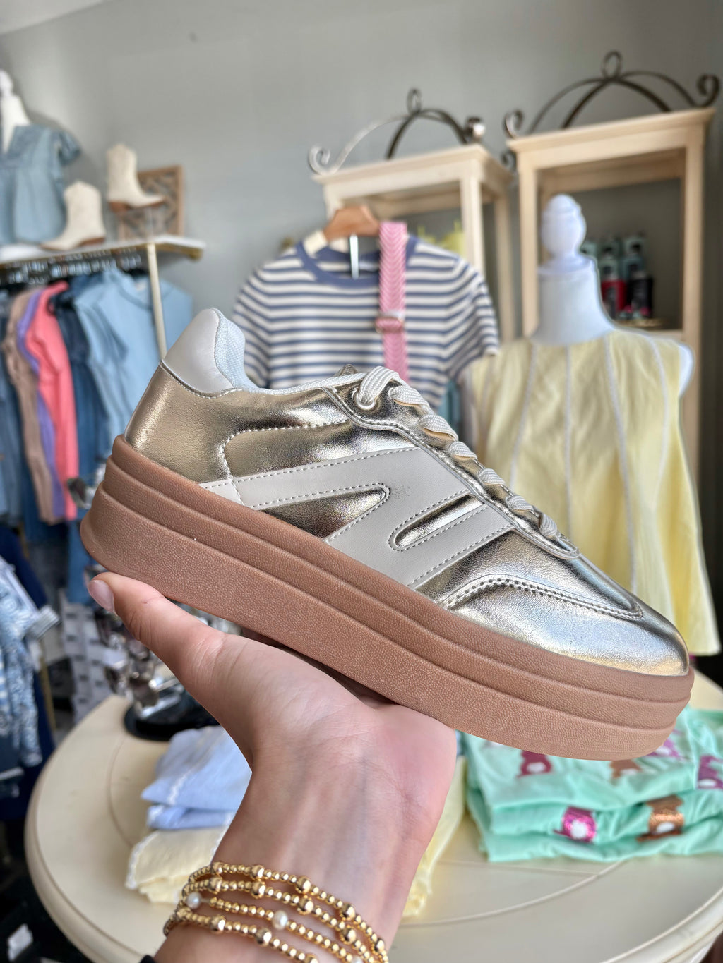 CC Gold Platform Sneakers