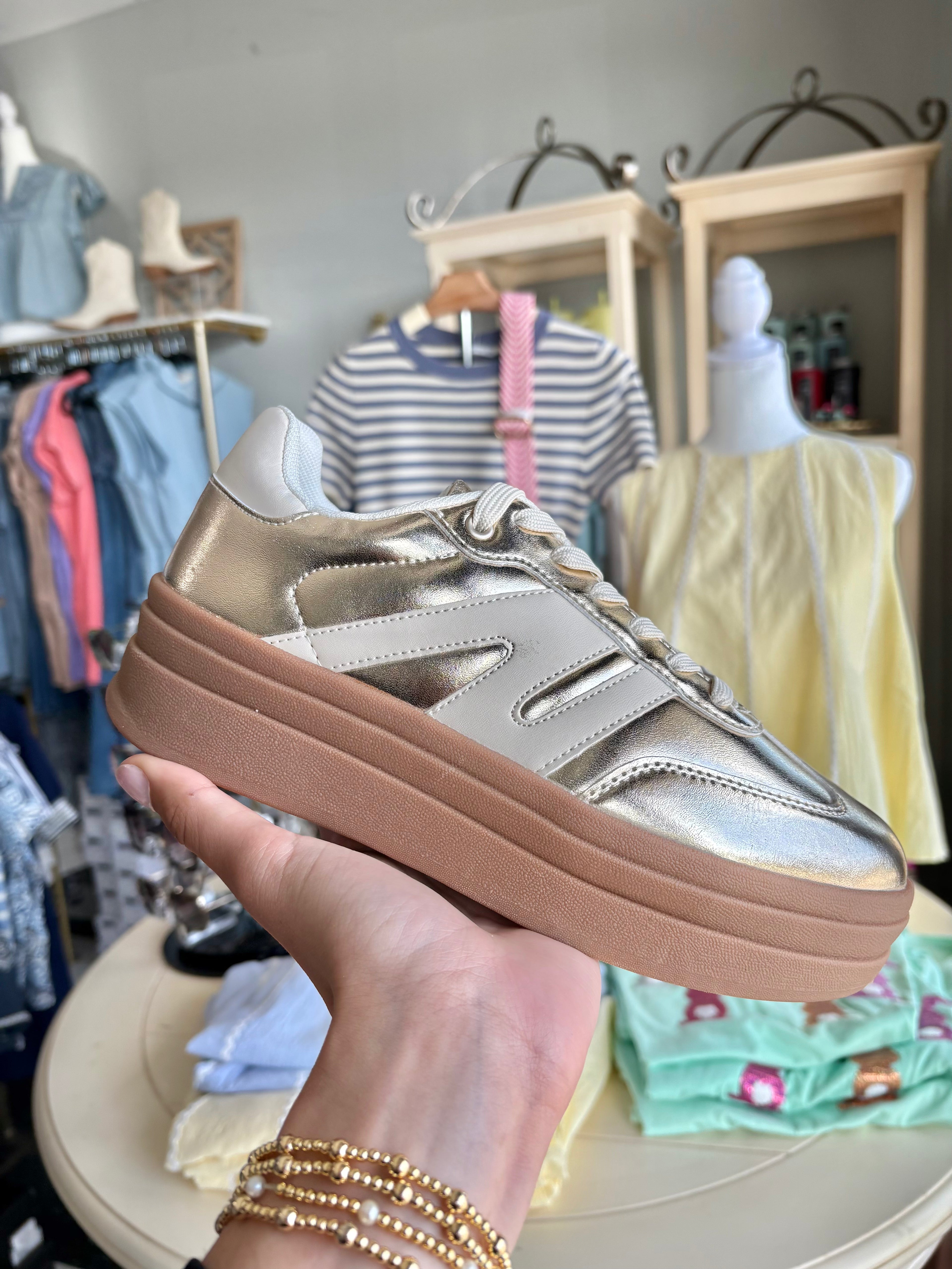 CC Gold Platform Sneakers