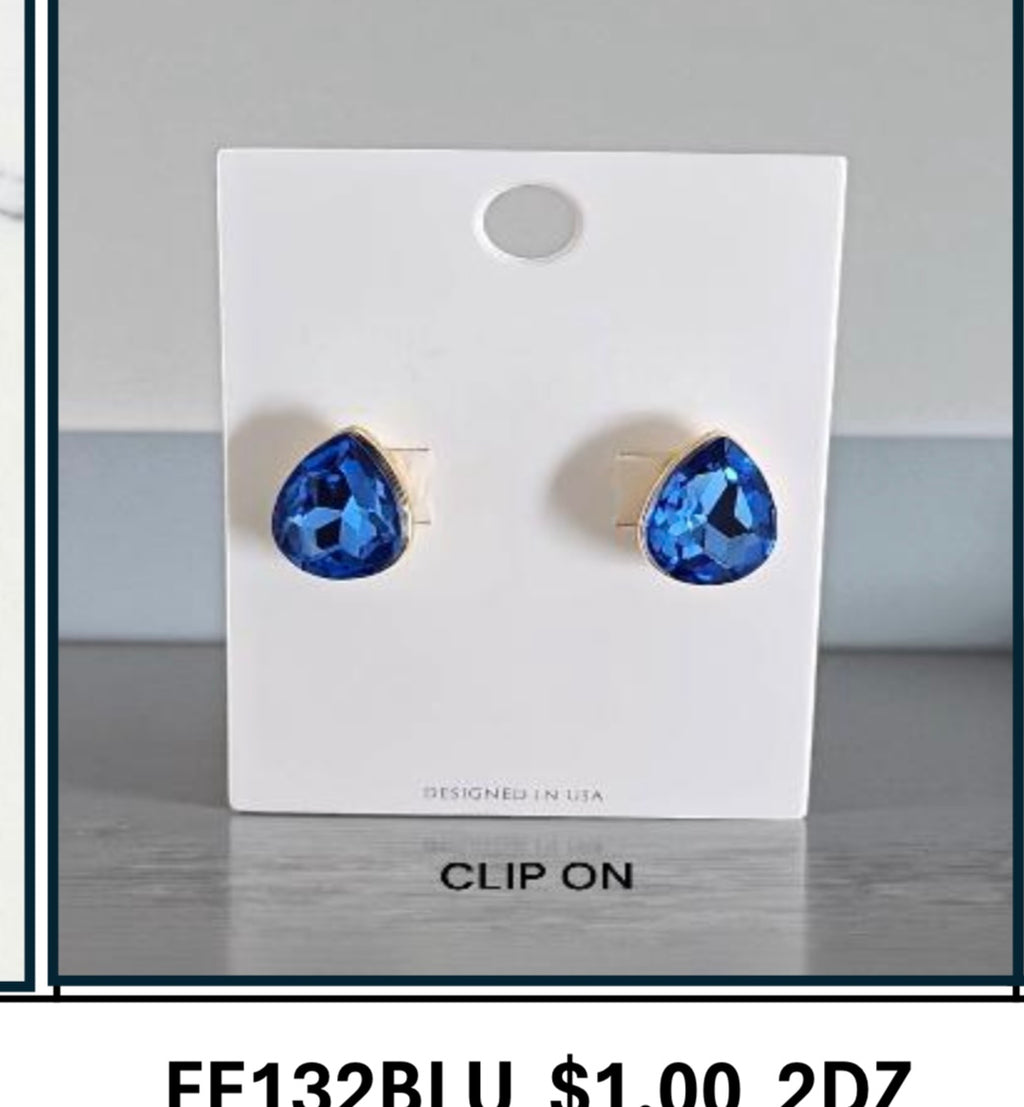 Luxe Teardrop Crystal Stud Earrings-Clip on