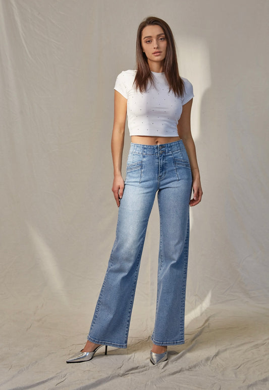 MD HR wide leg w/pin tuck detail