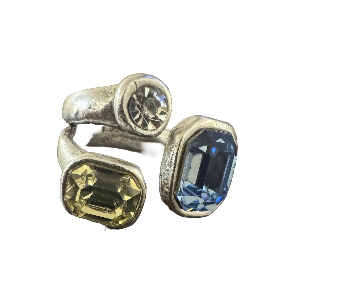 Sterling silver 3 stone adjustable rings
