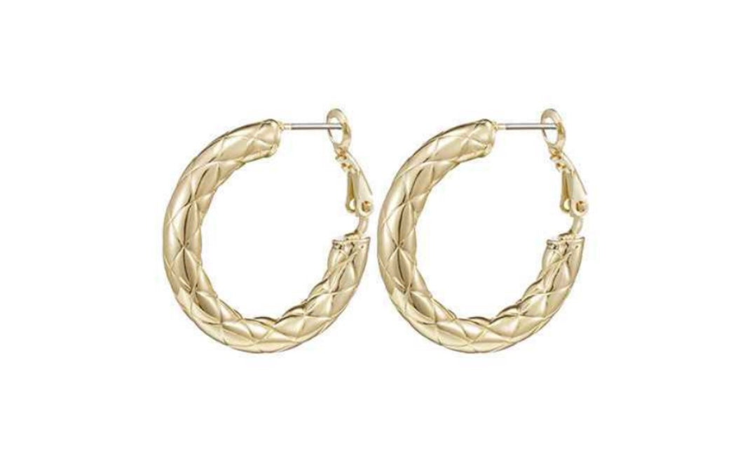 Gold plated textured hoop earrings
