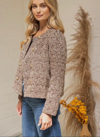 🤎 The Colette Tweed Button Jacket