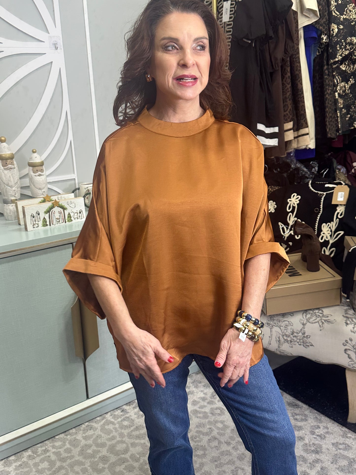 Mock Neck Oversized Top